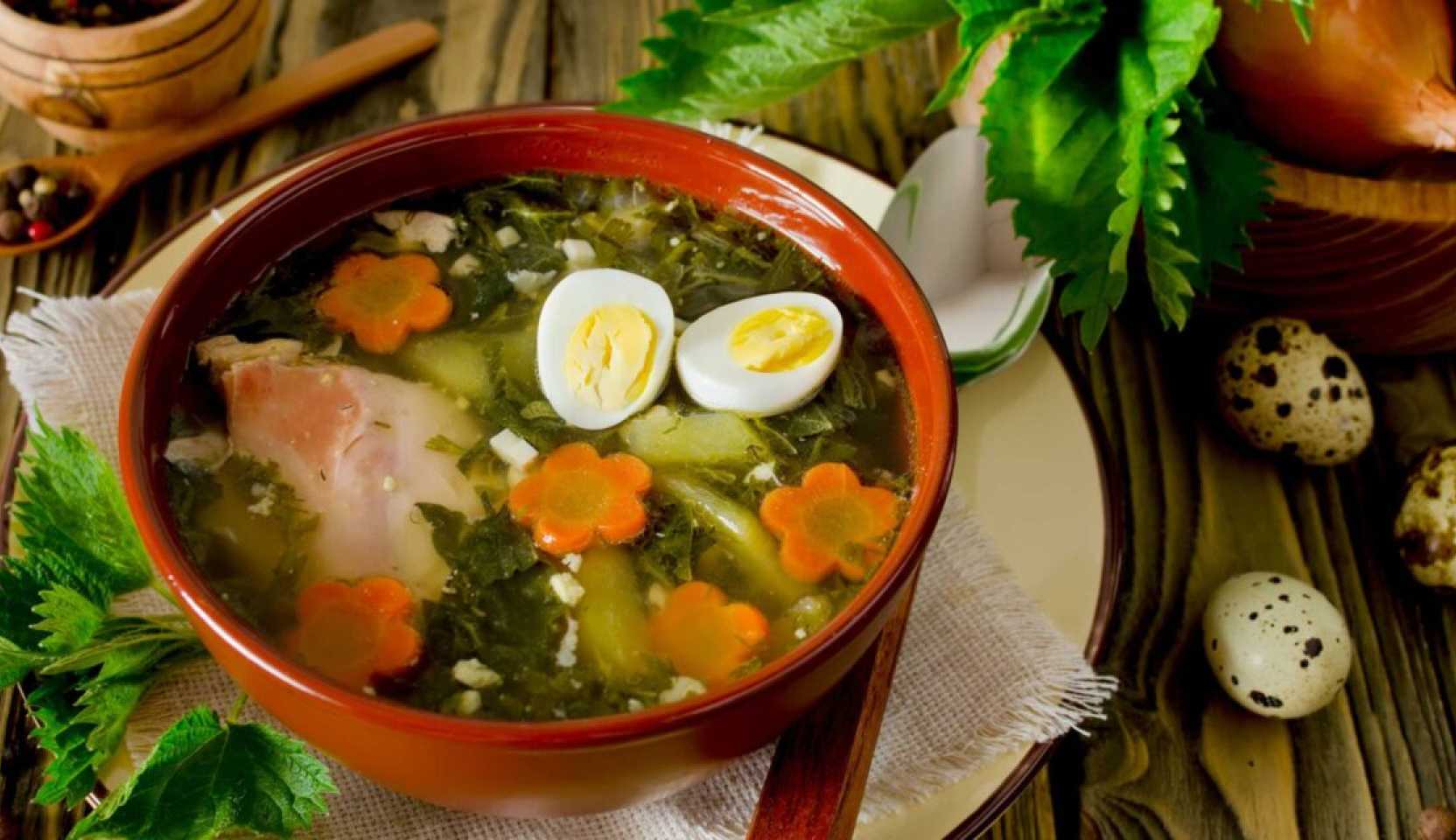 Изображение блюда: Куриный суп с крапивой — Eda.Video