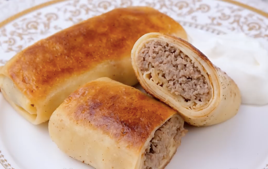 Новый рецепт: Блины с мясом — Eda.Video