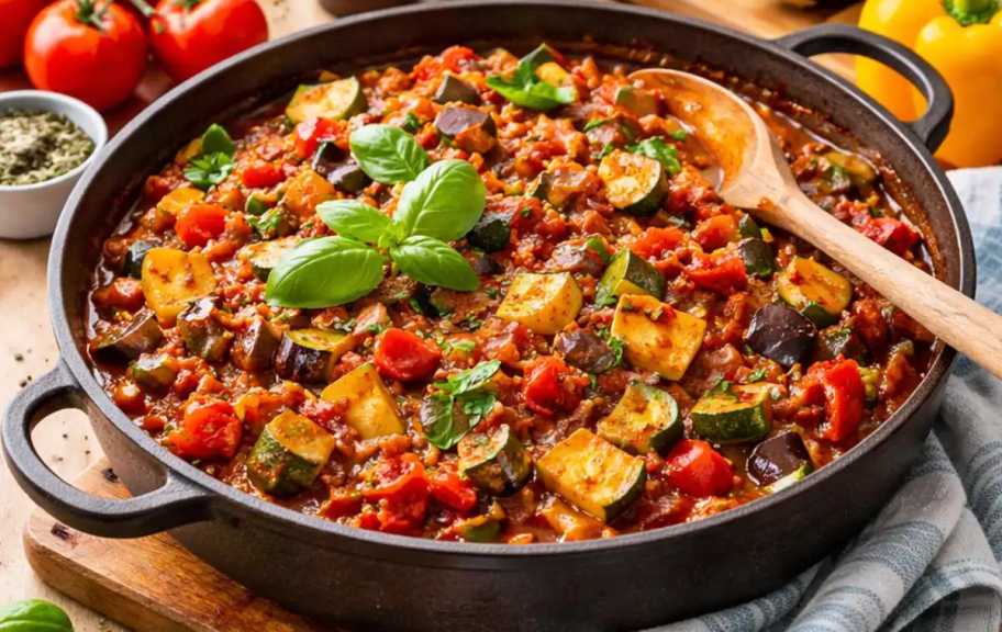 Новый рецепт: Овощное рагу с баклажанами, кабачками и сладким перцем — Eda.Video