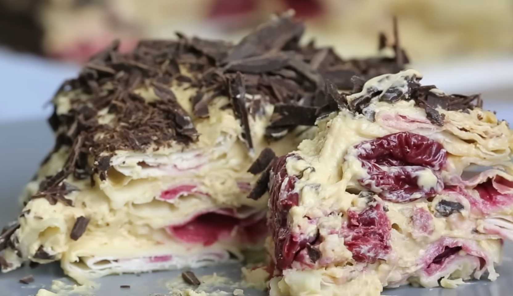 Изображение блюда: Торт Вишневое блаженство без выпечки — Eda.Video