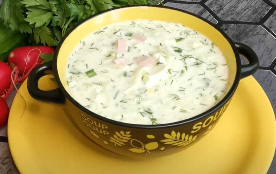 Новый рецепт: Окрошка с редькой и картофелем на воде с майонезом — Eda.Video