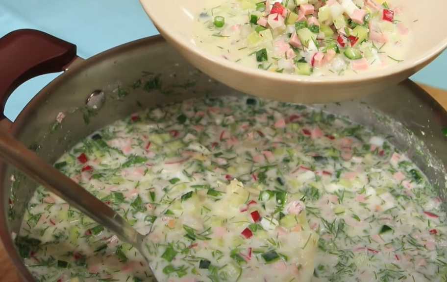 Рецепт: Окрошка на сметане и воде с лимонной кислотой