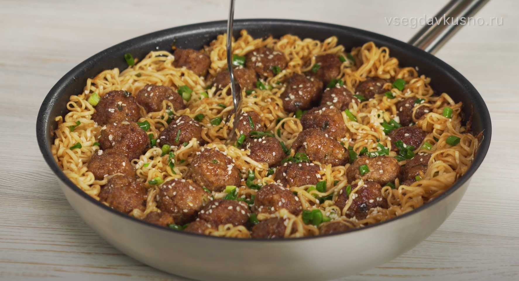 Мясные фрикадельки с лапшой в азиатском стиле-Шаг 8