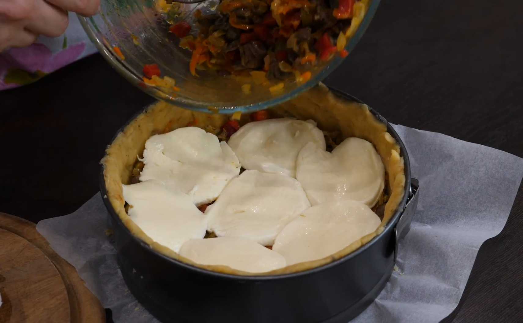 Пирог с куриными сердечками-Шаг 11