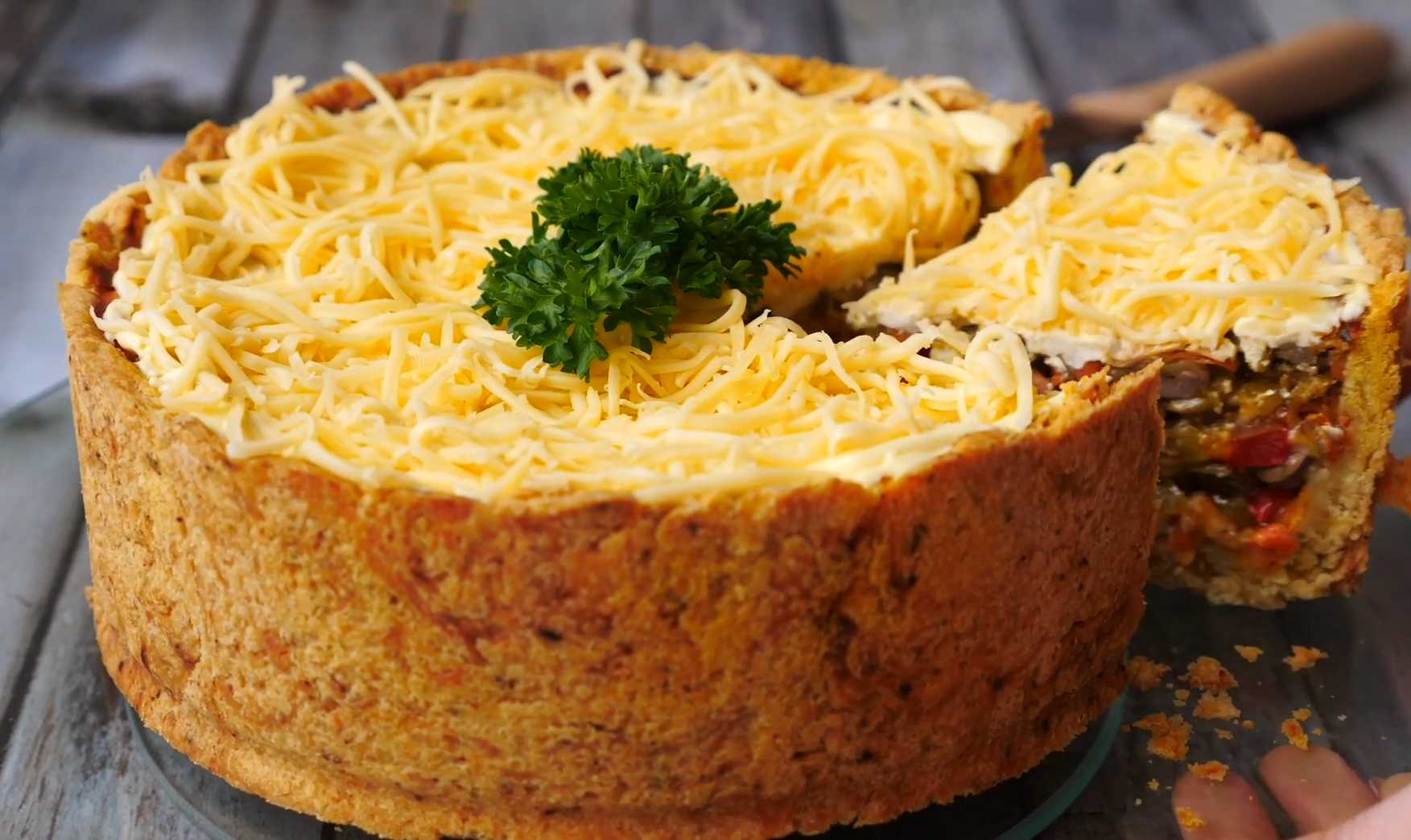 Пирог с куриными сердечками-Шаг 14