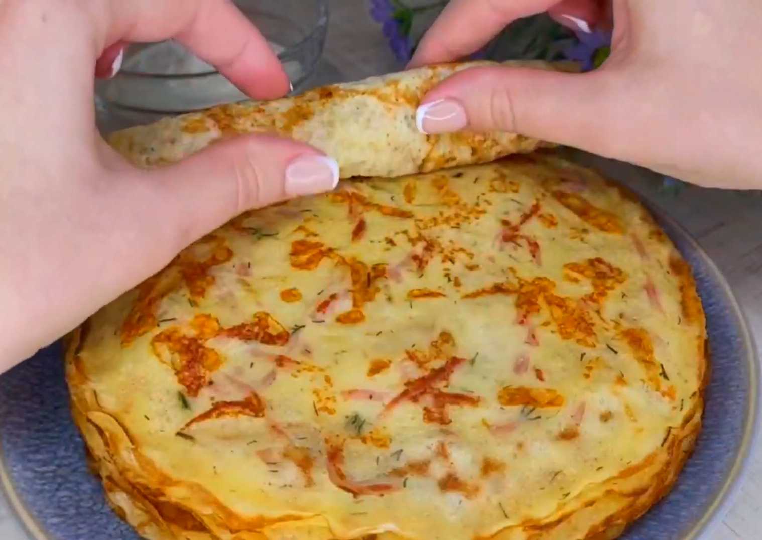 Блины на молоке с колбасой и сыром-Шаг 13