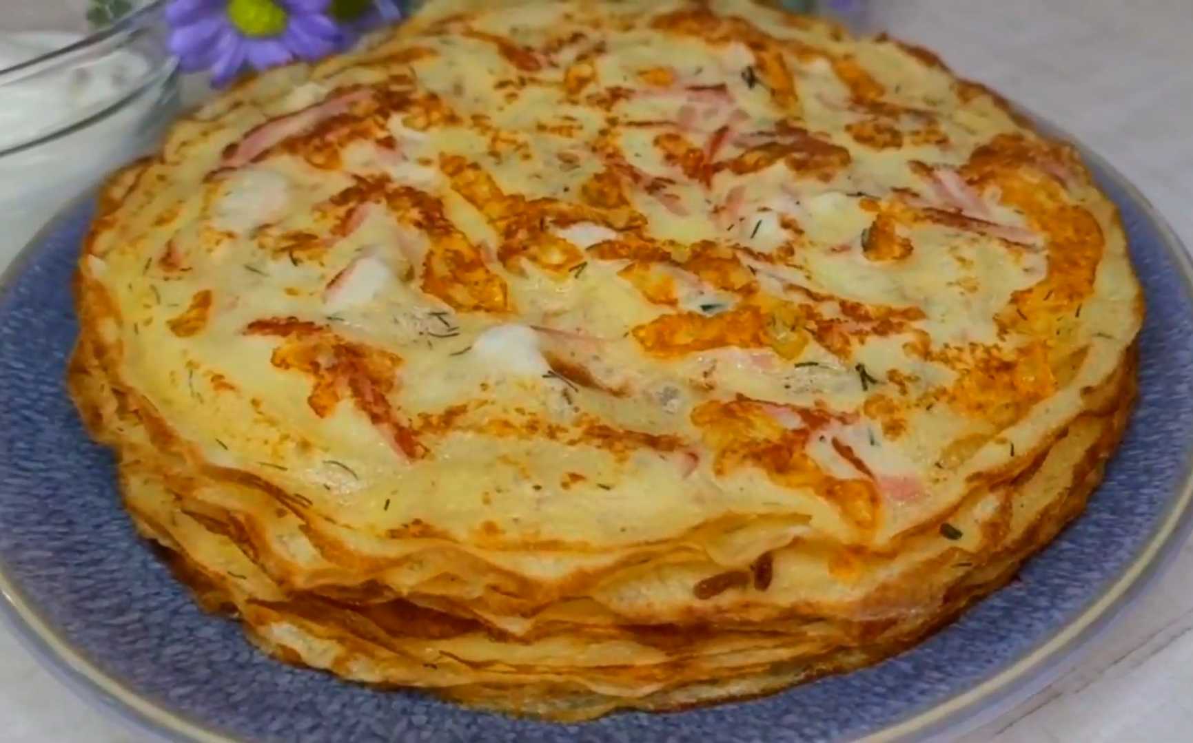 Блины на молоке с колбасой и сыром-Шаг 14