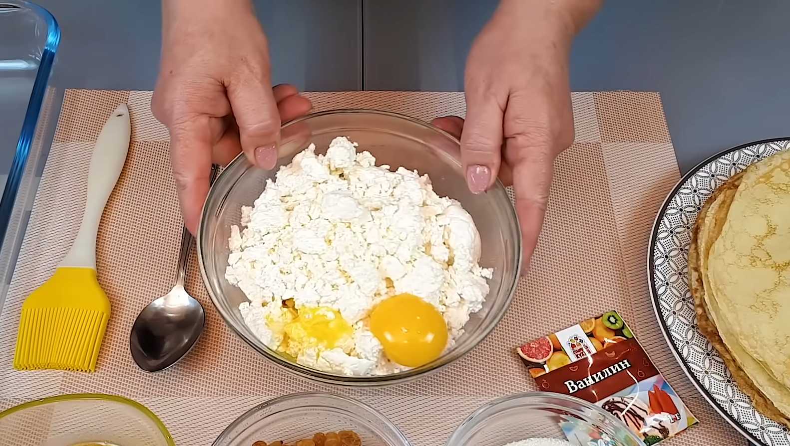 Блины с творогом в духовке-Шаг 13