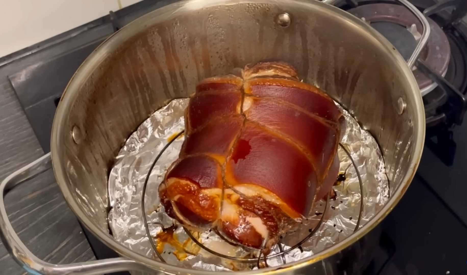 Грудинка и сало горячего копчения в кастрюле-Шаг 12