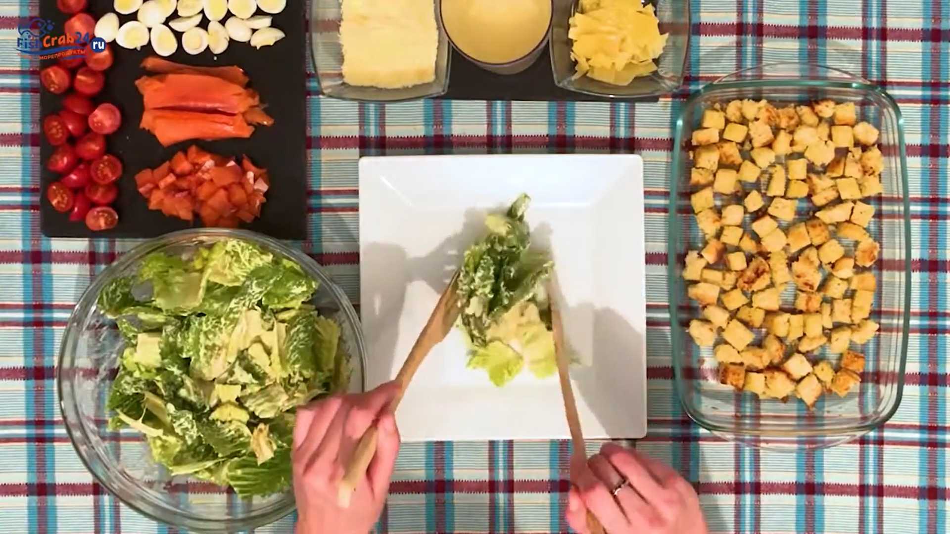 Цезарь с форелью рецепт классический-Шаг 7