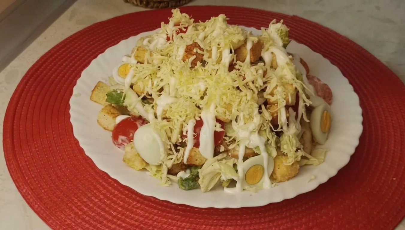 Салат Цезарь с жареной курицей-Шаг 14