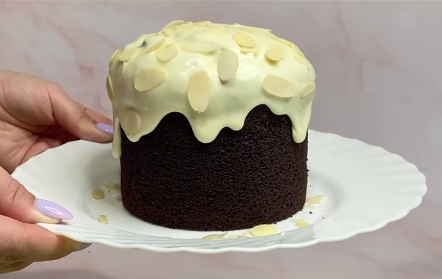 Рецепт: Шоколадный кулич на твороге без дрожжей