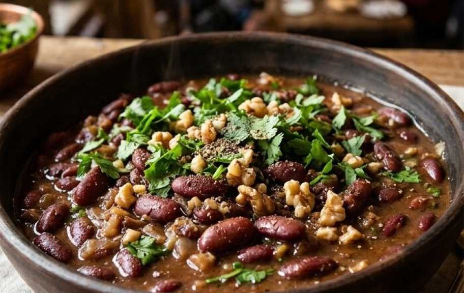 Рецепт: Лобио из красной фасоли с грецкими орехами