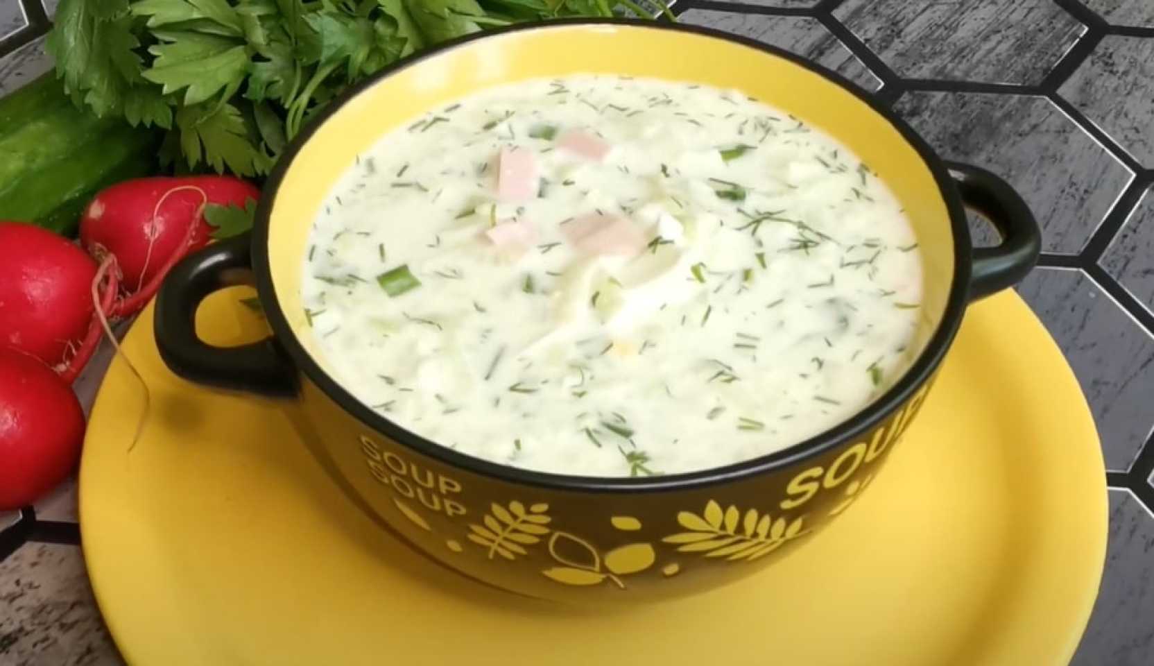 Изображение блюда: Окрошка с редькой и картофелем на воде — Eda.Video