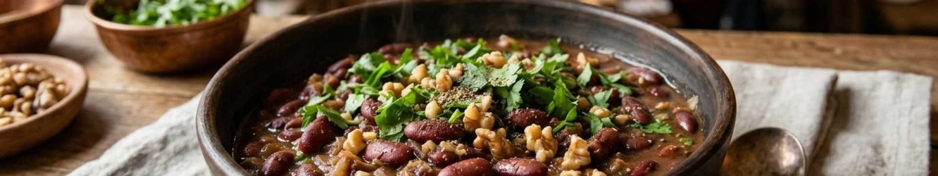 Лобио из красной фасоли с грецкими орехами — Eda.Video