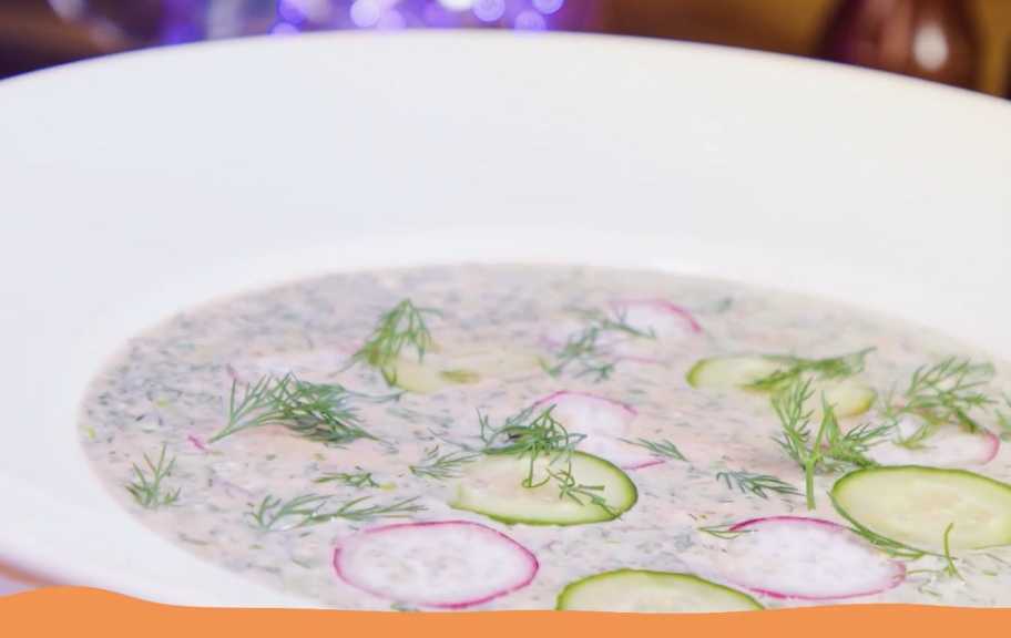 Рецепт: Окрошка с копченой курицей